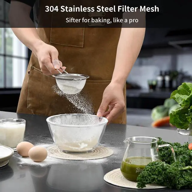 Alt view image 7 of 7 - Premium 304 Stainless Steel Fine Mesh Strainer Multi-Use Colander, Sieve, and Filter for Rice, Juice, Quinoa, Flour, Baking, Cooking, and Meal Prep Durable, Easy-to-Clean Kitchen Tool