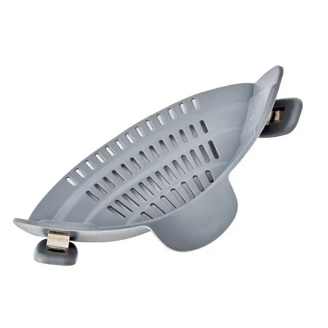 Alt view image 2 of 7 - Silicone Clip On Strainer for Pots and Pans - Heat Resistant, Food, Noodle, Meat, Fruits, Vegetables and Pasta Strainer - Versatile Kitchen Gadget and Colander (Gray)