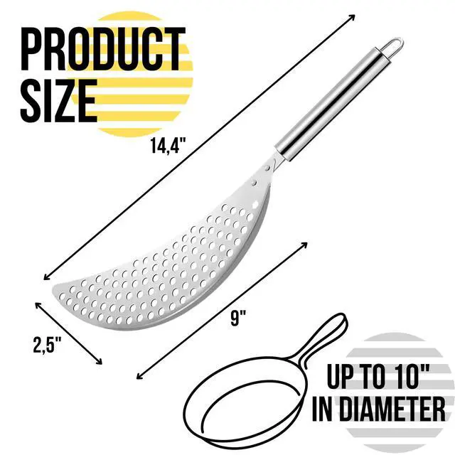 Alt view image 2 of 7 - Held Crescent Drainer Pan Pot Strainer with Handle Stainless Steel Hand for Spaghetti Fry Noodles Fruit Vegetable Pasta Strainer Colander Heavy Duty Food Drainers