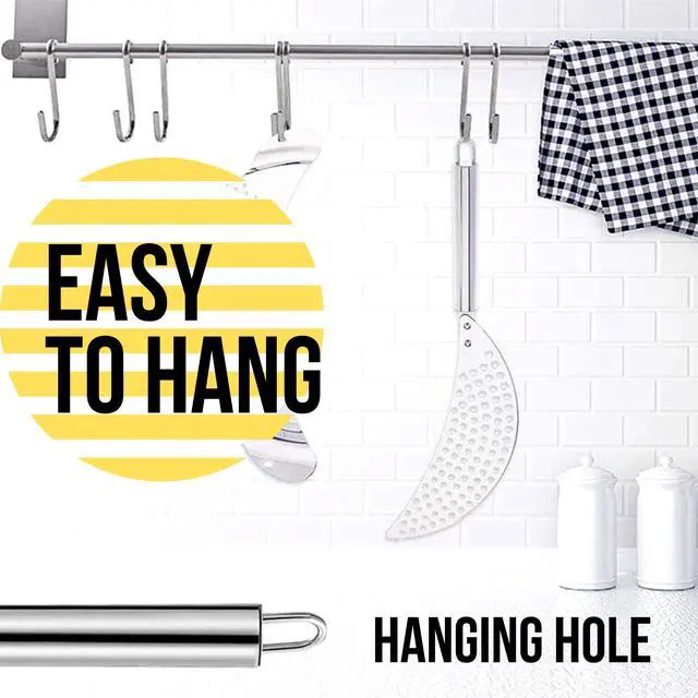 Alt view image 6 of 7 - Held Crescent Drainer Pan Pot Strainer with Handle Stainless Steel Hand for Spaghetti Fry Noodles Fruit Vegetable Pasta Strainer Colander Heavy Duty Food Drainers