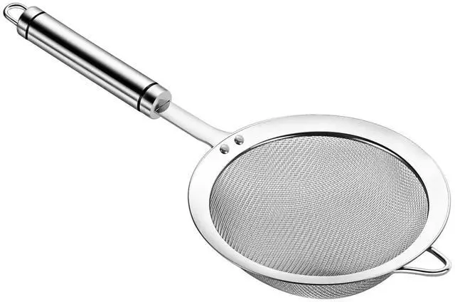 Main image of 5.5inch 304 Stainless Steel Fine Mesh Strainer for Kitchen, Colander-Skimmer with Handle, Metal Sieves Sifters