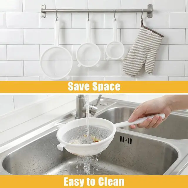 Alt view image 5 of 7 - 3PCS Plastic Nylon Strainer Set, 3 Sizes Ultra Fine Mesh Strainer for Juicing Kefir Grains Yogurt and More, Food-Grade Nylon Mesh Colander with Handle for DIY Crafts Baking Stuff