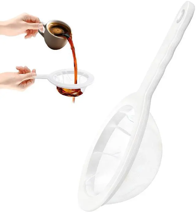 Main image of Ultra-Fine Nylon Mesh Strainer- Mini Kitchen Colander for Coffee, Milk, Yogurt, Juice - Non-Slip Handle & Hanging Hole (120 Mesh)