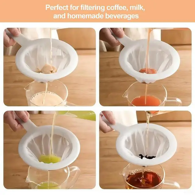 Alt view image 6 of 6 - Ultra-Fine Nylon Mesh Strainer- Mini Kitchen Colander for Coffee, Milk, Yogurt, Juice - Non-Slip Handle & Hanging Hole (120 Mesh)