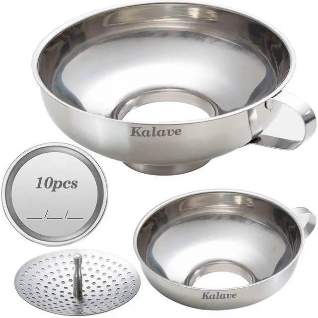 Main image of Canning Funnel, Food Grade Stainless Steel Canning Funnels with Strainer, Wide Mouth Funnels for Kitchen Use, Canning Supplies Kit for Wide and Regular Mason Jars - 3 Pack (Small and Large)