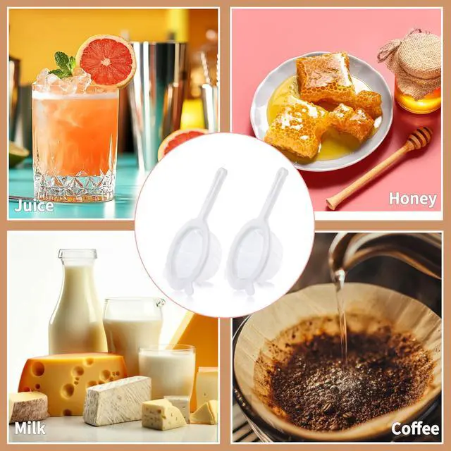 Alt view image 3 of 7 - 2PCS Plastic Fine Mesh Strainer, Nylon Ultra Strainer for Juice, Coffee, Honey, Milk, Nut Milk with Handle (120+200Mesh)
