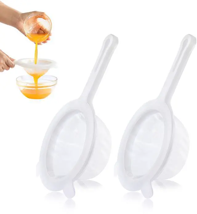 Main image of 2PCS Plastic Fine Mesh Strainer, Nylon Ultra Strainer for Juice, Coffee, Honey, Milk, Nut Milk with Handle (120+200Mesh)