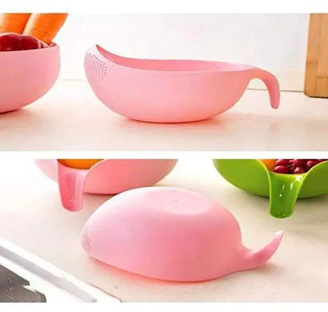 Alt view image 4 of 6 - Rice Washing Filter Strainer Basket Colander Sieve Fruit Vegetable Bowl Drainer Cleaning Tools Home Kitchen Kit (S, Pink)