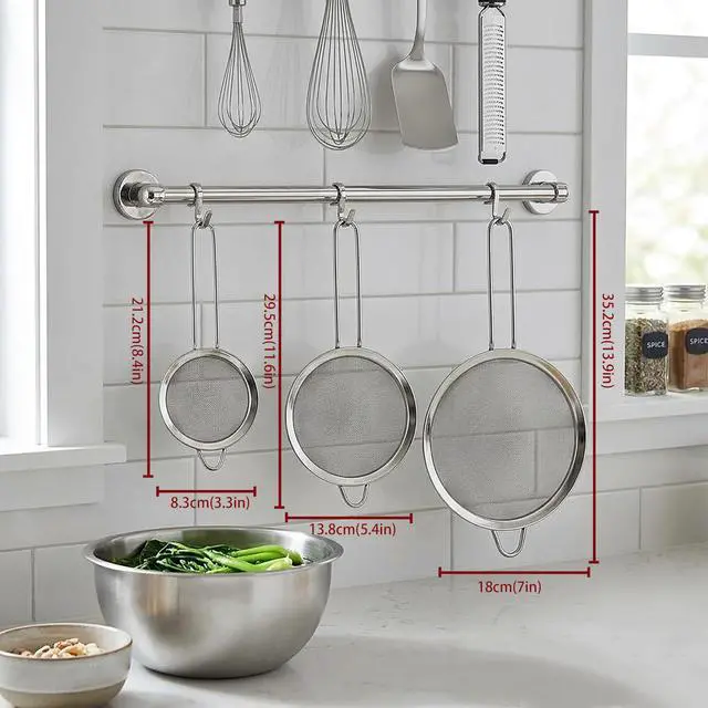 Alt view image 7 of 7 - 3PCS Fine Mesh Strainers for Kitchen, Stainless Steel Metal Wire Sieve Strainer, Food Strainer with Handlle for Sifting, Straining and Cooking