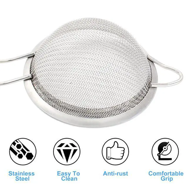 Alt view image 3 of 5 - 8cm/3.15" Fine Mesh Strainers, Stainless Steel Kitchen Strainers, Heavy Duty Sieve Fine Mesh Colander Sieve Sifters Metal Colander for Sifting Flour, Pastas, Rice, Fruits, Tea