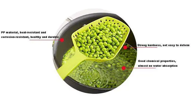 Alt view image 5 of 7 - 3-Pack Food Scoop Colander Strainer Slotted Spoon with Handle, Plastic Heat-Resistant Large Slotted Strainer and Skimmer for Pasta, Vegetables, Salad (3 Colors)