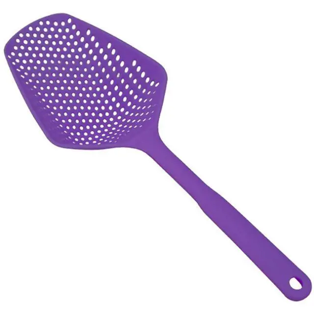 Alt view image 4 of 7 - 3-Pack Food Scoop Colander Strainer Slotted Spoon with Handle, Plastic Heat-Resistant Large Slotted Strainer and Skimmer for Pasta, Vegetables, Salad (3 Colors)