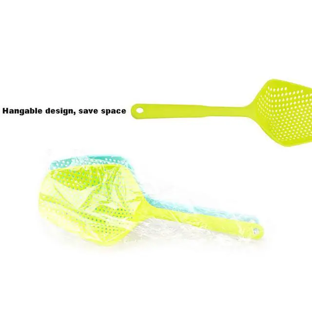 Alt view image 6 of 7 - 3-Pack Food Scoop Colander Strainer Slotted Spoon with Handle, Plastic Heat-Resistant Large Slotted Strainer and Skimmer for Pasta, Vegetables, Salad (3 Colors)
