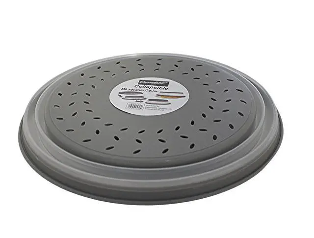 Alt view image 4 of 7 - 2-in-1 Collapsible Microwave Splatter Guard Cover & Vegetable Washing Colander: The Ultimate Space-Saving Kitchen Essential (Gray)