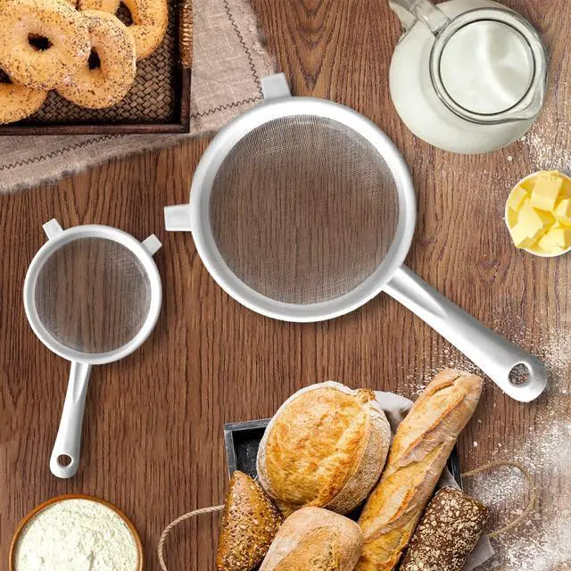 Alt view image 3 of 7 - 3 Pcs Plastic Nylon Fine Mesh Kefir Strainer Set with Handle, Sieve Fine Mesh Colander Flour Sifter for Yogurt Baking Kitchen Kefir Tea Juice Pasta