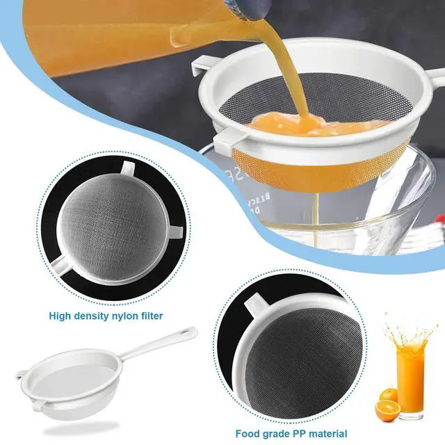Alt view image 4 of 7 - 3 Pcs Plastic Nylon Fine Mesh Kefir Strainer Set with Handle, Sieve Fine Mesh Colander Flour Sifter for Yogurt Baking Kitchen Kefir Tea Juice Pasta