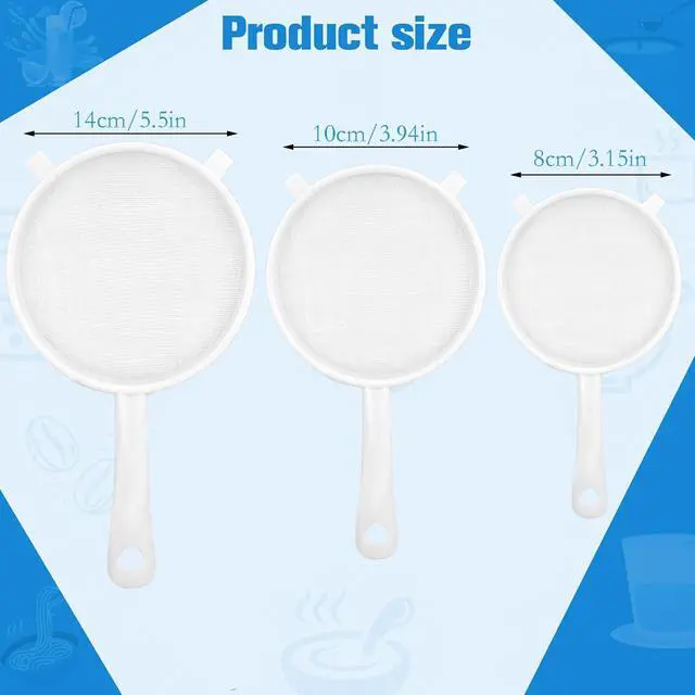 Alt view image 7 of 7 - 3 Pcs Plastic Nylon Fine Mesh Kefir Strainer Set with Handle, Sieve Fine Mesh Colander Flour Sifter for Yogurt Baking Kitchen Kefir Tea Juice Pasta