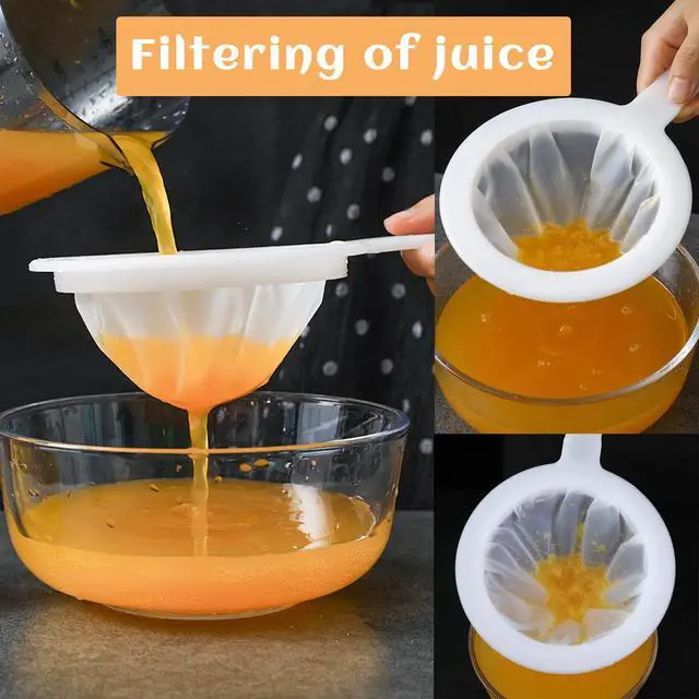 Alt view image 2 of 7 - 2 Piece Fine Nylon Mesh Strainer Kitchen Food Yogurt Mesh Sieve Plastic Mesh Colander with Handle Mini Brine Shrimp Separation Net for Filtering Juice Milk Soy Coffee Honey Wine Yogurt (120/200 Mesh)