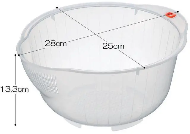 Alt view image 2 of 3 - Japanese Rice Washing Bowl with Side and Bottom Drainers, Made in Japan