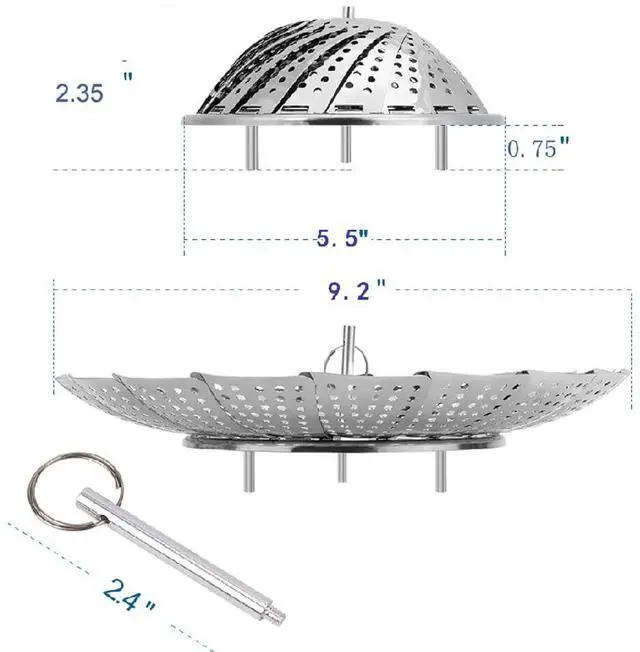 Alt view image 3 of 7 - Vegetable Steamer Basket, Premium Stainless Steel Veggie Steamer Basket - Folding Expandable Steamers to Fits Various Size Pot Small(5.5" to 9.2")