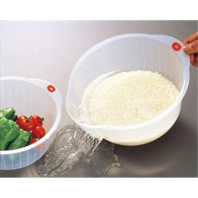 Alt view image 3 of 3 - Plastic Japanese Rice Washing Bowl with Strainer, 2 quart