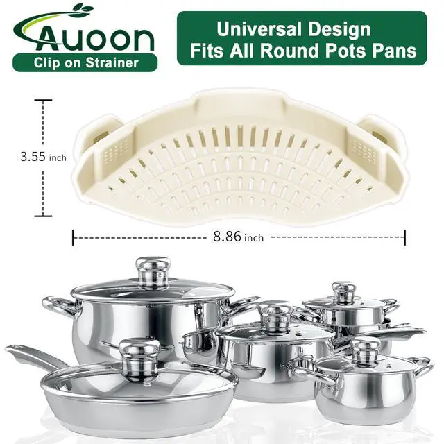 Alt view image 2 of 5 - Clip On Strainer Silicone for All Pots and Pans, Pasta Strainer Clip on Food Strainer for Meat Vegetables Fruit Silicone Kitchen Colander (White)