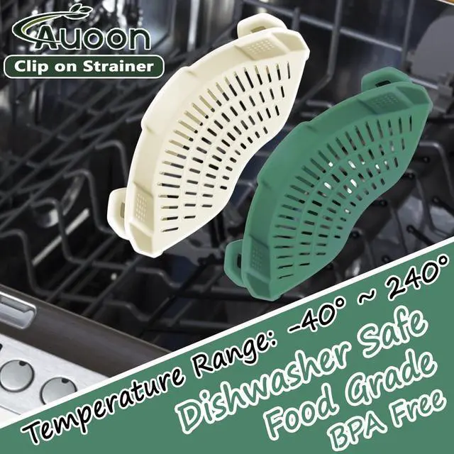 Alt view image 3 of 5 - Clip On Strainer Silicone for All Pots and Pans, Pasta Strainer Clip on Food Strainer for Meat Vegetables Fruit Silicone Kitchen Colander (White)