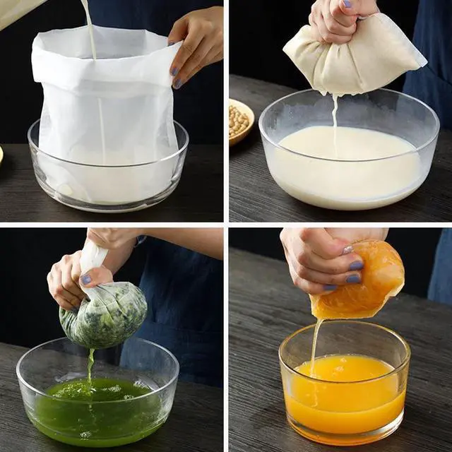 Alt view image 2 of 6 - Reusable Fine Mesh Strainer Bag, Multi-Use Nylon Filter for Nut Milk Brewing & Juice Extraction, Food Grade Filtration Bag (200Mesh-2pcs)