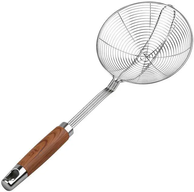 Main image of 5.3" Spider Strainer Skimmer Spoon with Handle, Stainless Steel Wire Strainer Ladle for Cooking and Frying, Kitchen Utensils Slotted Pasta Spoon, Fryer Scoop