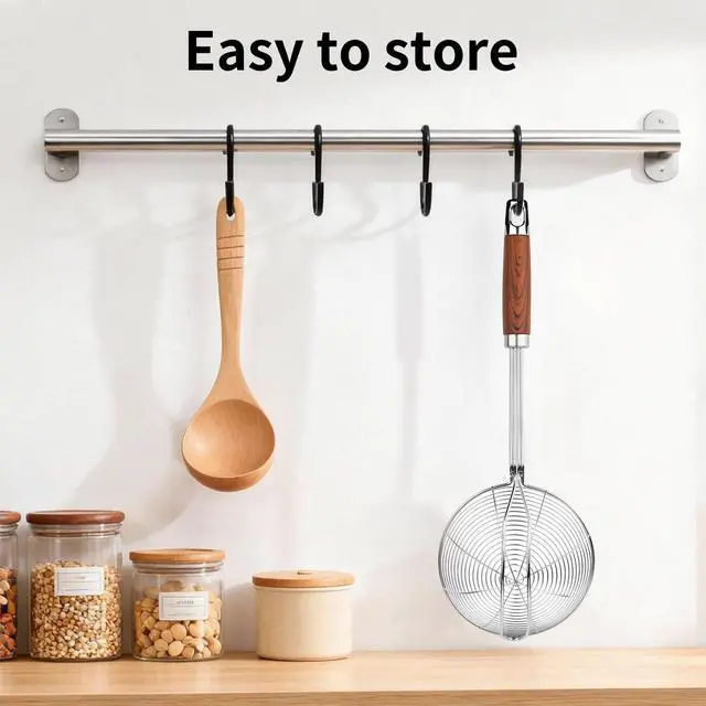Alt view image 5 of 7 - 5.3" Spider Strainer Skimmer Spoon with Handle, Stainless Steel Wire Strainer Ladle for Cooking and Frying, Kitchen Utensils Slotted Pasta Spoon, Fryer Scoop