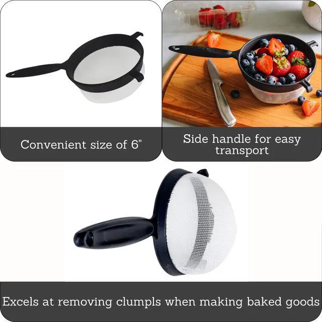 Alt view image 2 of 7 - 71133W Plastic Strainer, Black, 6-Inch,1 Count (Pack of 1)