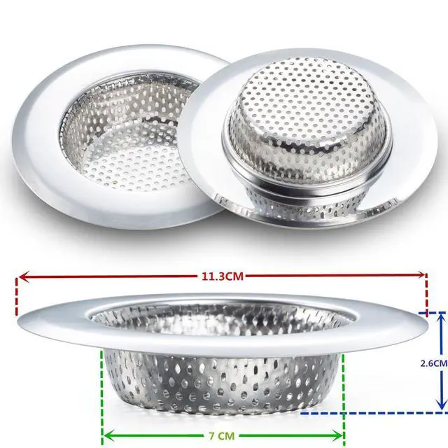 Alt view image 4 of 7 - 2PCS Kitchen Sink Strainer - Stainless Steel, Large Wide Rim 4.5" Diameter