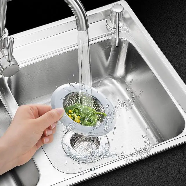 Alt view image 6 of 7 - 2PCS Kitchen Sink Strainer - Stainless Steel, Large Wide Rim 4.5" Diameter