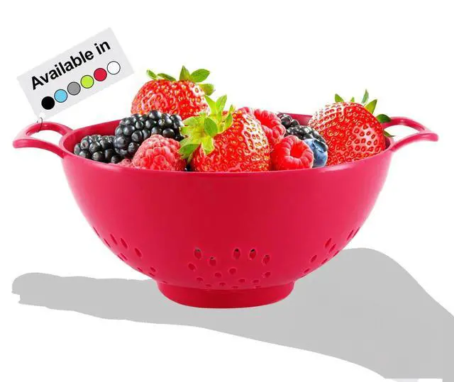 Alt view image 2 of 7 - 6-inch Small Colander, BPA-Free, Dishwasher Safe, Double Handles, Compact Food Strainer for Berries, Veggies and Pasta, 3-Cup Capacity, Cardinal Red