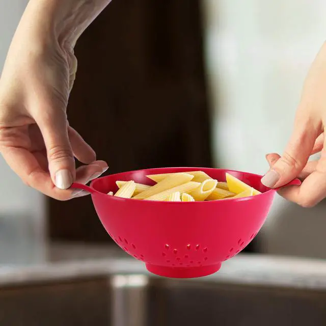 Alt view image 7 of 7 - 6-inch Small Colander, BPA-Free, Dishwasher Safe, Double Handles, Compact Food Strainer for Berries, Veggies and Pasta, 3-Cup Capacity, Cardinal Red