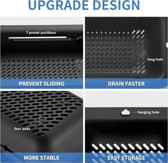Alt view image 4 of 7 - Collapsible Colander for Kitchen, Over the Sink Strainer Basket for Kitchen, Fruit Pasta Food Strainer Expandable Plastic Colander BPA Free (Black)