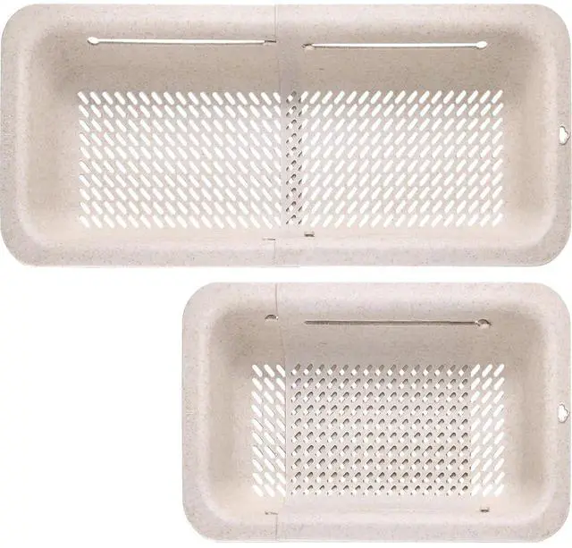 Main image of Collapsible Colander for Kitchen, Over the Sink Strainer Basket for Kitchen, Fruit Pasta Food Strainer Expandable Plastic Colander BPA Free (Straw)