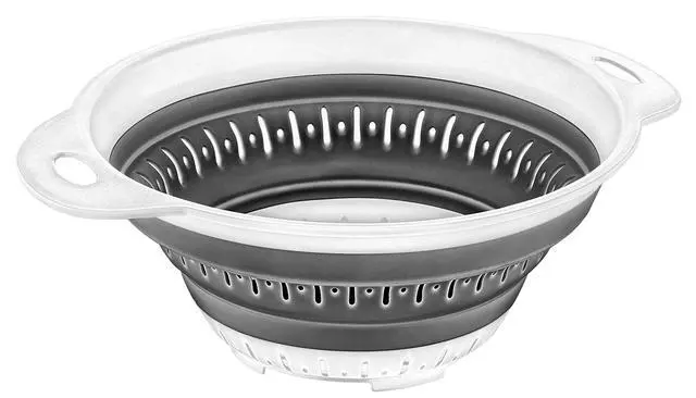 Alt view image 4 of 4 - Collapsible Colanders (Strainers) for Fruit Vegetable Food Sizes 8" - 2 Quart (grey)