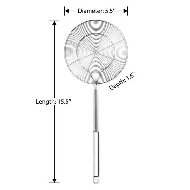 Alt view image 2 of 7 - Solid Stainless Steel Spider Strainer Skimmer Ladle for Cooking and Frying, Kitchen Utensils Wire Strainer Pasta Spoon, 5.4 Inch