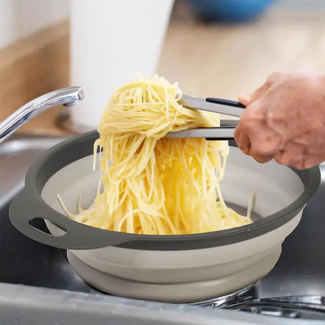 Alt view image 5 of 6 - Collapsible Colander Strainer - 2L | Small Pasta Drainer for Kitchen, Vegetables, and Fruit | Round Plastic Foldable Draining Basket for Easy Storage