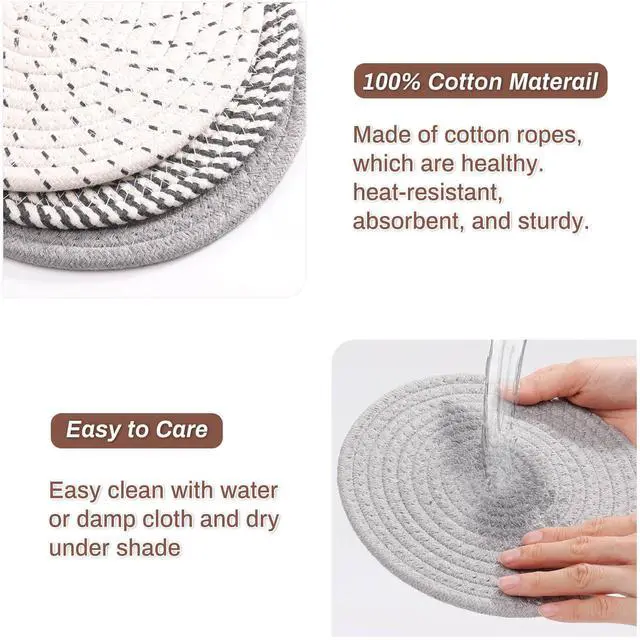 Alt view image 3 of 7 - 8'' Trivets Hot Dishes, Hot pots and Pans, 6 Heat Resistant Hot Pads, Pot Holders Kitchen, Hot Plate Mats Kitchen Countertops, Table, Home Essentials New Home and Farmhouse Decor