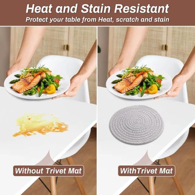 Alt view image 5 of 7 - 8'' Trivets Hot Dishes, Hot pots and Pans, 6 Heat Resistant Hot Pads, Pot Holders Kitchen, Hot Plate Mats Kitchen Countertops, Table, Home Essentials New Home and Farmhouse Decor