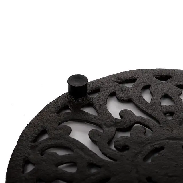 Alt view image 3 of 5 - 2 Pack Cast Iron Trivet, 6.8" Cast Iron Round Trivet with Vintage Pattern and Rubber Pegs/Feet for Serving Hot Dish, Pot, Pans and Teapot on Kitchen Countertop or Dinning