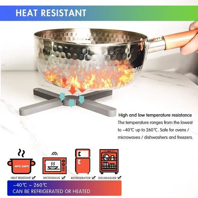 Alt view image 3 of 7 - Foldable Silicone Trivets, 4 PCS Expandable Trivets for Dishes, Hot Pots and Pans Anti-Slip Heat Water Resistant Silicone Hot Pads/Pot Holders
