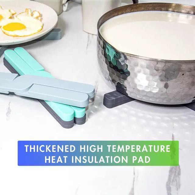 Alt view image 4 of 7 - Foldable Silicone Trivets, 4 PCS Expandable Trivets for Dishes, Hot Pots and Pans Anti-Slip Heat Water Resistant Silicone Hot Pads/Pot Holders