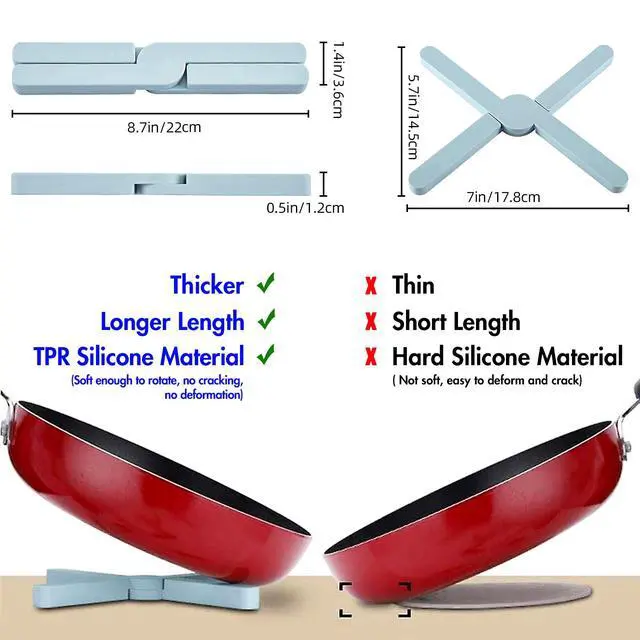 Alt view image 5 of 7 - Foldable Silicone Trivets, 4 PCS Expandable Trivets for Dishes, Hot Pots and Pans Anti-Slip Heat Water Resistant Silicone Hot Pads/Pot Holders