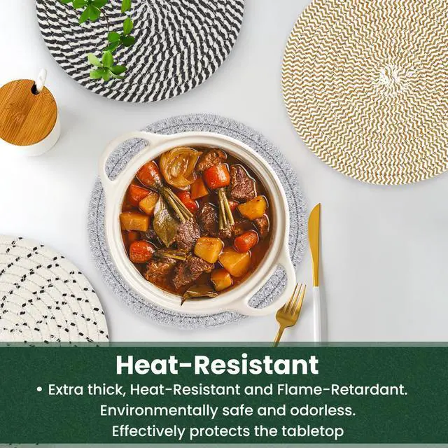 Alt view image 5 of 7 - 10 Inch Trivets for Hot Dishes, Hot Pots and Pans, Extra Large Thick Heat Resistant Large Coaster for Kitchen, Hot Pads, Kitchen Essentials, Pot Holders for Table & Countertop, 6 Pcs