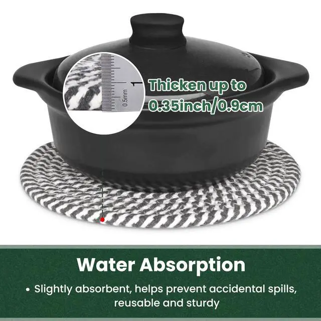 Alt view image 4 of 7 - 10 Inch Trivets for Hot Dishes, Hot Pots and Pans, Extra Large Thick Heat Resistant Large Coaster for Kitchen, Hot Pads, Kitchen Essentials, Pot Holders for Table & Countertop, 6 Pcs