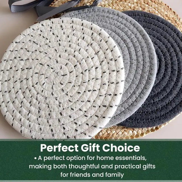 Alt view image 7 of 7 - 10 Inch Trivets for Hot Dishes, Hot Pots and Pans, Extra Large Thick Heat Resistant Large Coaster for Kitchen, Hot Pads, Kitchen Essentials, Pot Holders for Table & Countertop, 6 Pcs