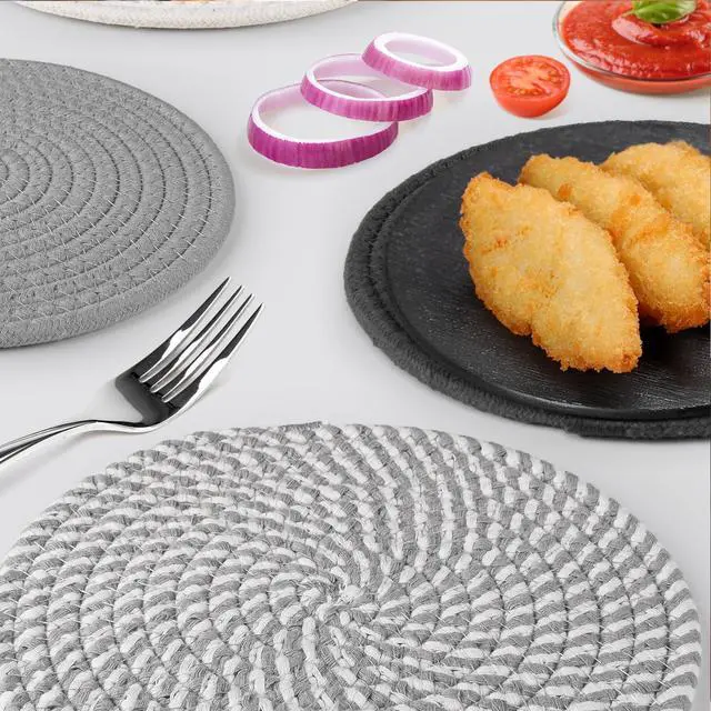 Alt view image 4 of 7 - 8 Inch Trivets for Hot Dishes, 6 Pcs Cotton Hot Pads with Basket